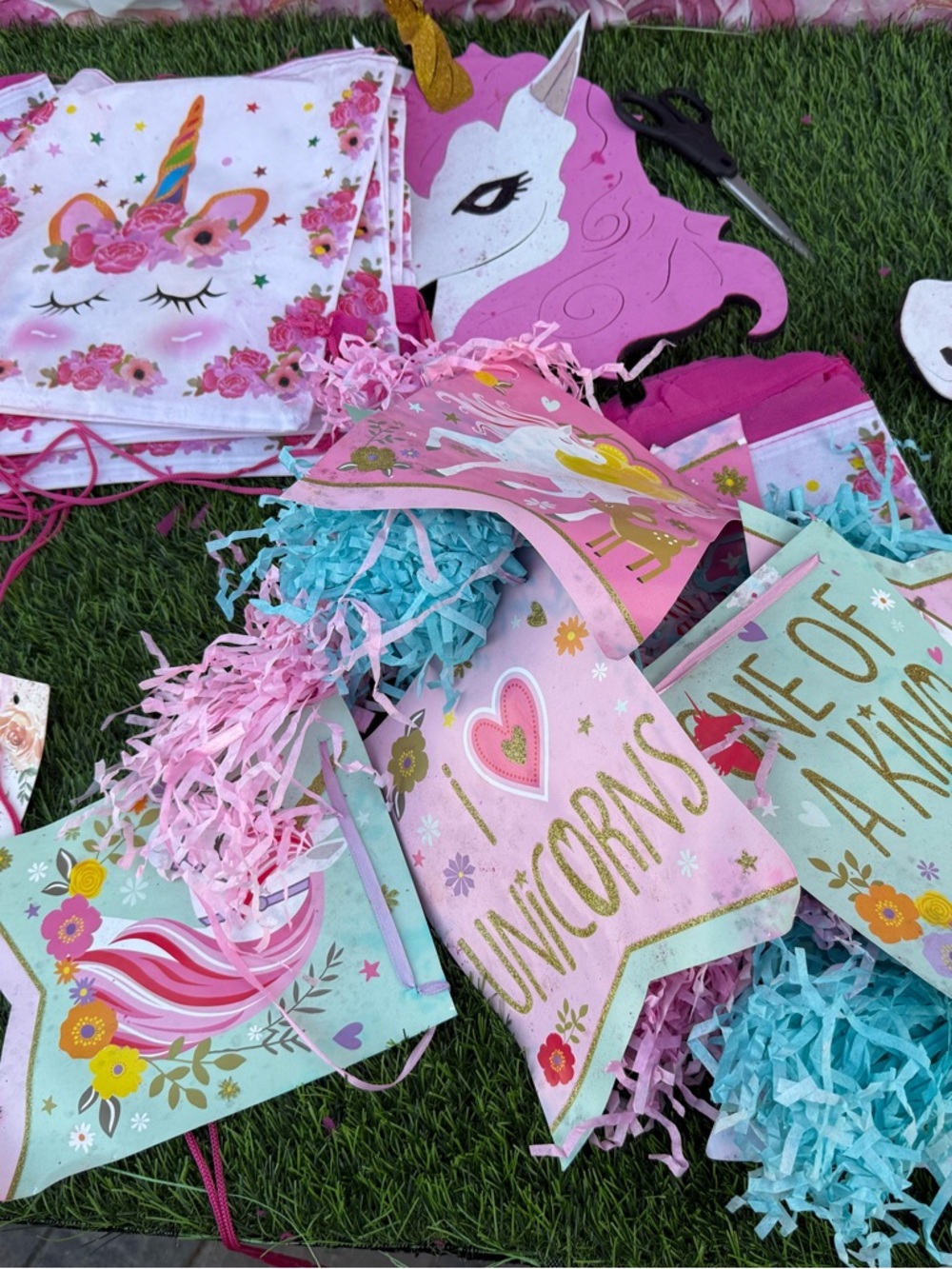 Whimsical Unicorn Party Banner Garland - Pink, Mint & Teal